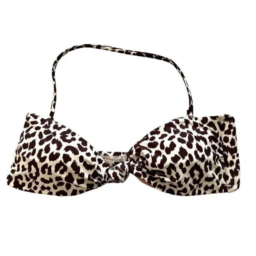NWT J.Crew Knot Bandeau Leopard Print Bikini Top